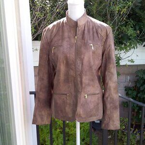 Chico's Jacket Women's Med Brown Classic Chic Fall Color Zipper front pockets
